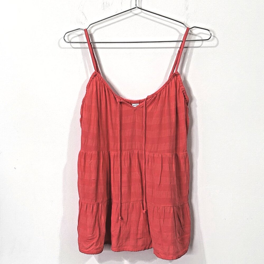OLD NAVY Spaghetti Strap Top Womens XS TP Pink Coral Adjustable Flowy Tiered